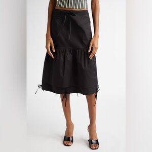 NWOT Miaou Mariana Black Poplin Midi Tiered Skirt Bows Balletcore XL